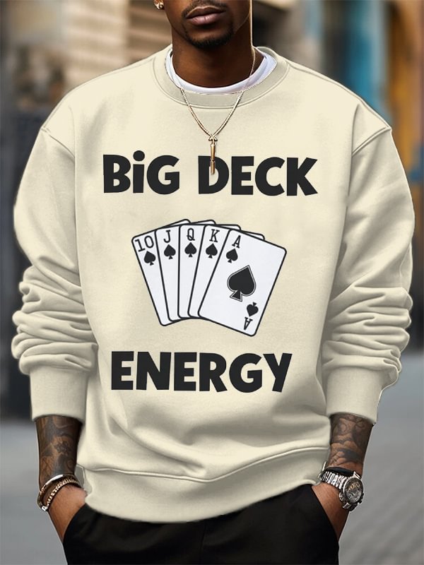 Men's Poker Big Deck Energy Print Cotton Casual Sweatshirt