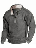 Men's Vintage Plain Pocket Half Zip Collar Pullover Sweatshirt