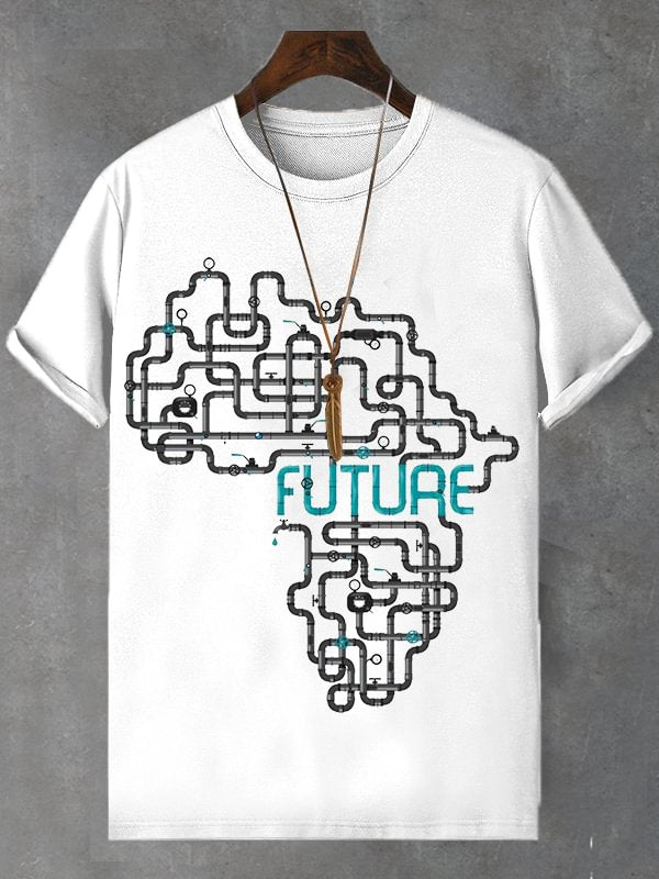 Men's Protecting African Future Map Art Print Cotton Casual T-Shirt