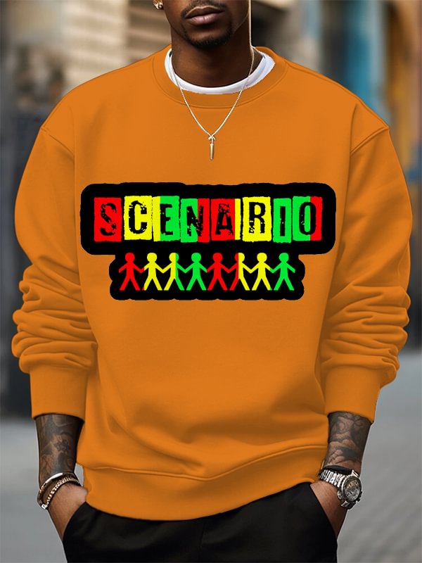 Men's Scenario Hip-Hop Music Pattern Print Cotton Casual Sweatshirt