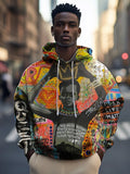 Men's Black Boy Graffiti Art Print Casual Hoodie