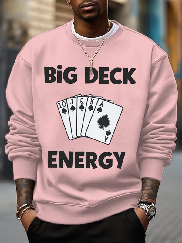 Men's Poker Big Deck Energy Print Cotton Casual Sweatshirt