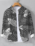 Men's Japanese Art Fish Print Long Sleeve Shirt