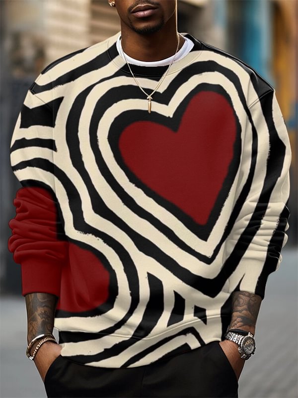Men's Valentine's Day Love Print Casual Sweatshirt
