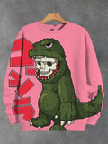Men's Skull Dinosaur Japanese Art Print Casual Sweatshirt