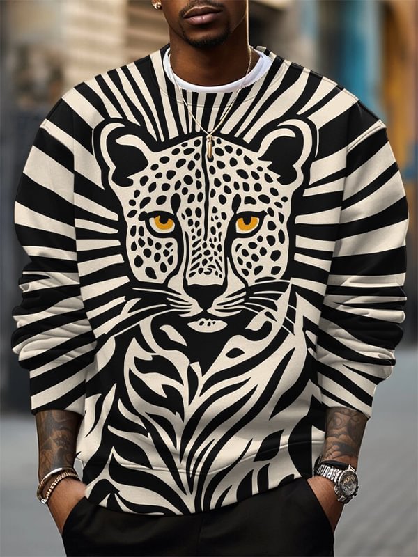 Men's Leopard Striped Art Print Casual Sweatshirt