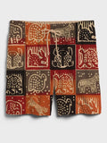 Men's Woodblock Print Animal Art Print Casual Shorts