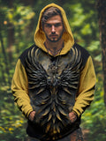 Men's Dark Art Retro Mysterious Bird Print Casual Hoodie