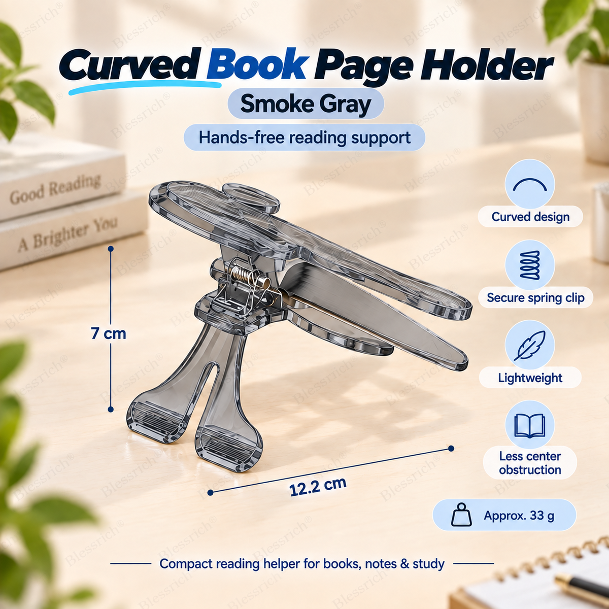 Curved Book Page Holder - 12° Raised Reading Support