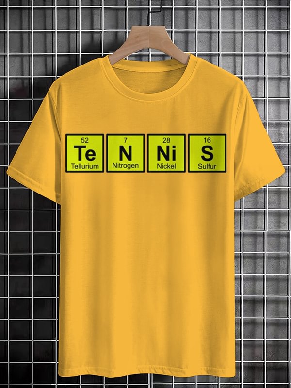 Men's Fun Chemistry And Tennis Graphic Print Cotton Casual T-Shirt