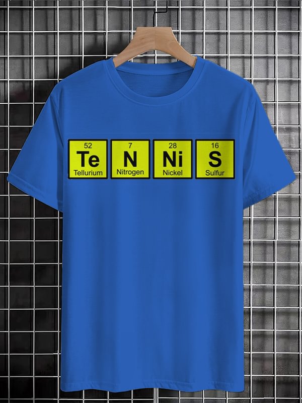 Men's Fun Chemistry And Tennis Graphic Print Cotton Casual T-Shirt