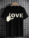 Men's Hand Sign Fuck Love Art Print Cotton Casual T-Shirt