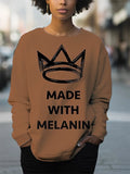 Women's Made With Melanin Crown Graphic Print Casual Sweatshirt