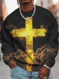 Men's Faith Cross Graphic Print Casual Sweatshirt