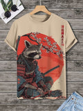 Men's Red Panda Japanese Samurai Art Print T-Shirt