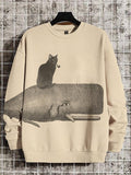 Men's Cat And Whale Art Graphic Print Casual Sweatshirt