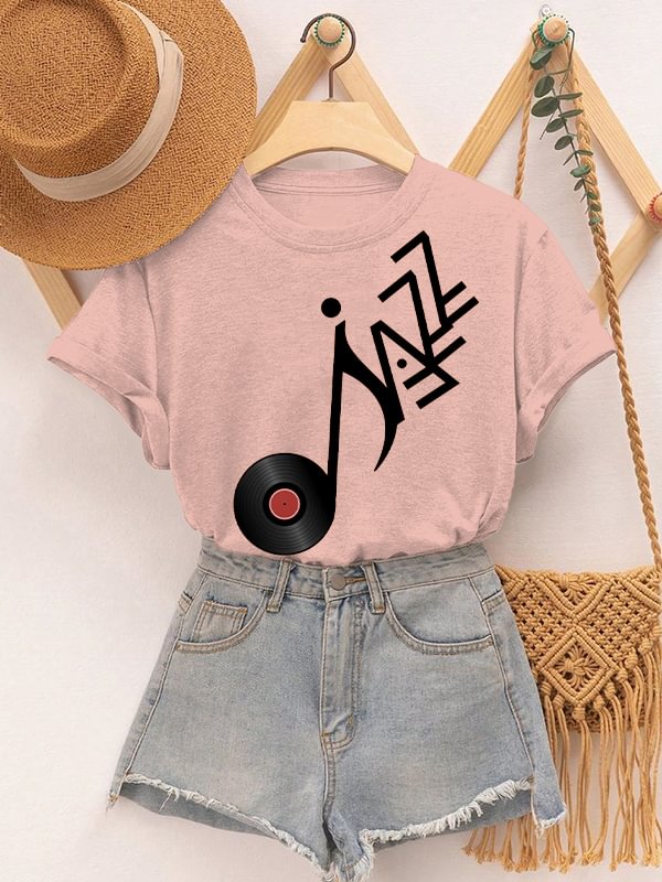 Women's Jazz Records Art Print Cotton Casual T-Shirt