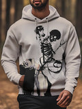 Men's Skeleton Dark Art Print Hooded Sweatshirt