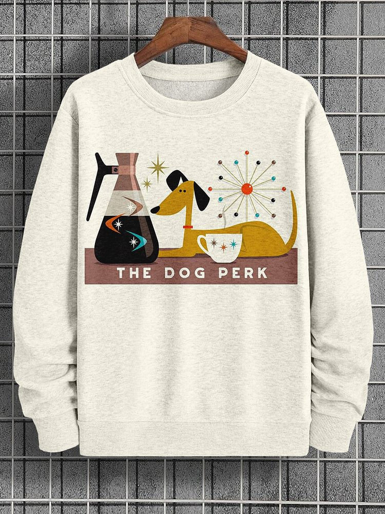 Men's The Dog Perk Coffee Print Casual Sweatshirt