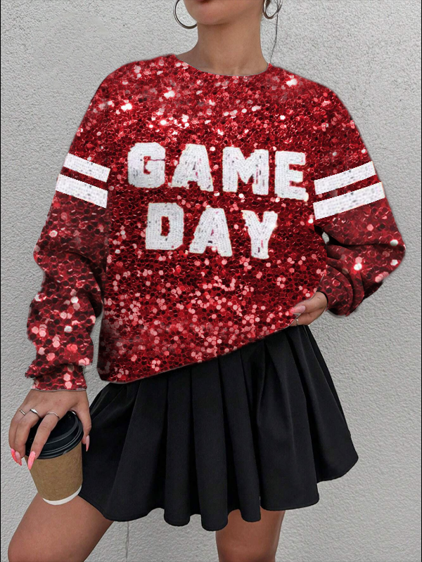 Women's Game Day Sparkly Print Cozy Sweatshirt