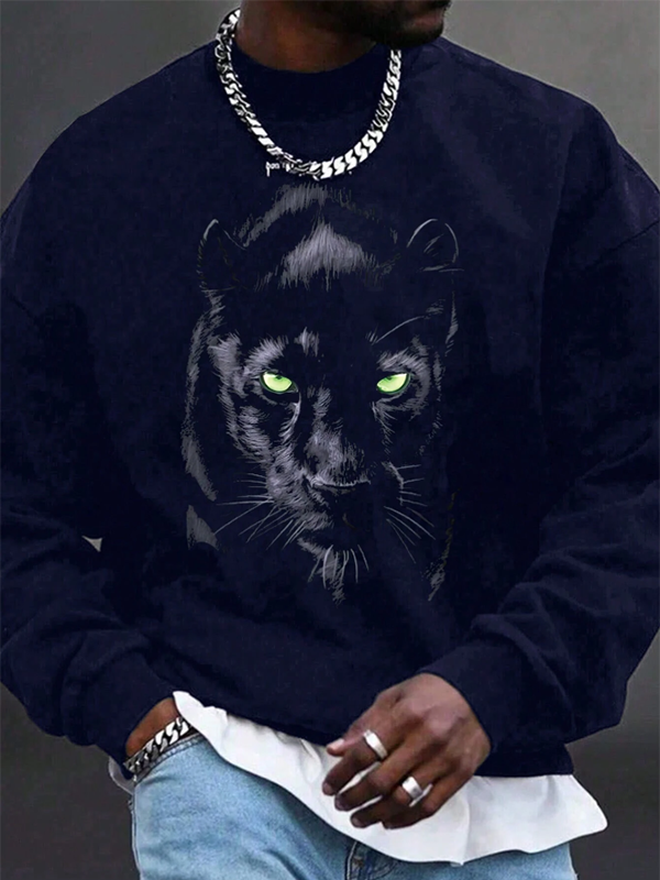 Men's Panther Graphic Print Casual Sweatshirt