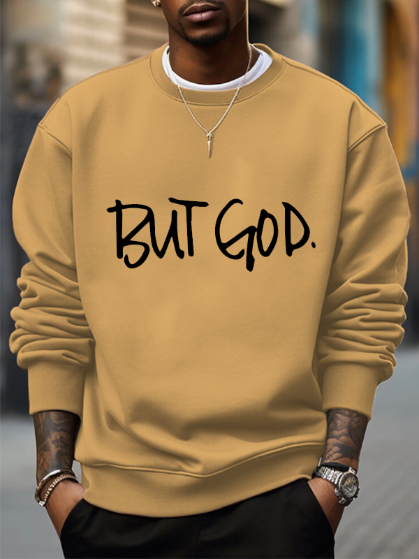 Men's But God Art Print Cotton Casual Sweatshirt