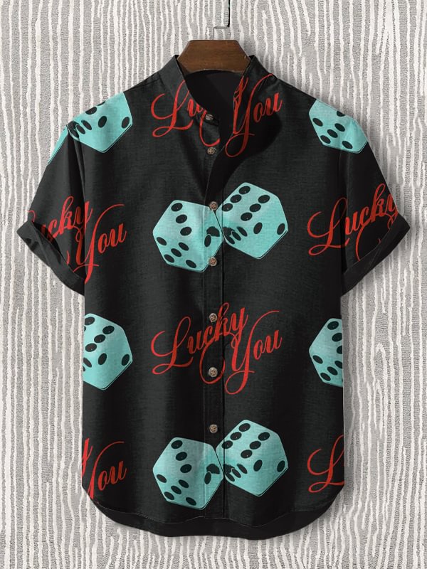 Men's Dice Lucky You Art Print Casual Shirt