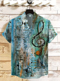 Men's Retro Classical Blues Music Printed Linen Blend Shirt