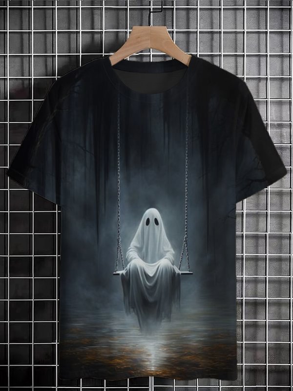 Men's Halloween Horror Mysterious Ghost Print T-Shirt