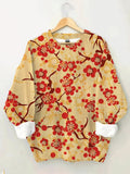 Women's Japanese Art Flowers Print Cozy Sweatshirt