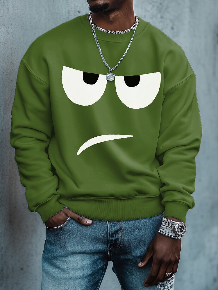 Men's Funny Cartoon Emoticons Print Cotton Casual Sweatshirt