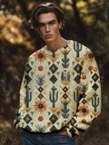 Men's Western Desert Cactus Sun Graphic Print Knit Sweatshirt