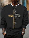 Men's God So Loved The World That He Gave His Only Son Cross Print Casual Sweatshirt