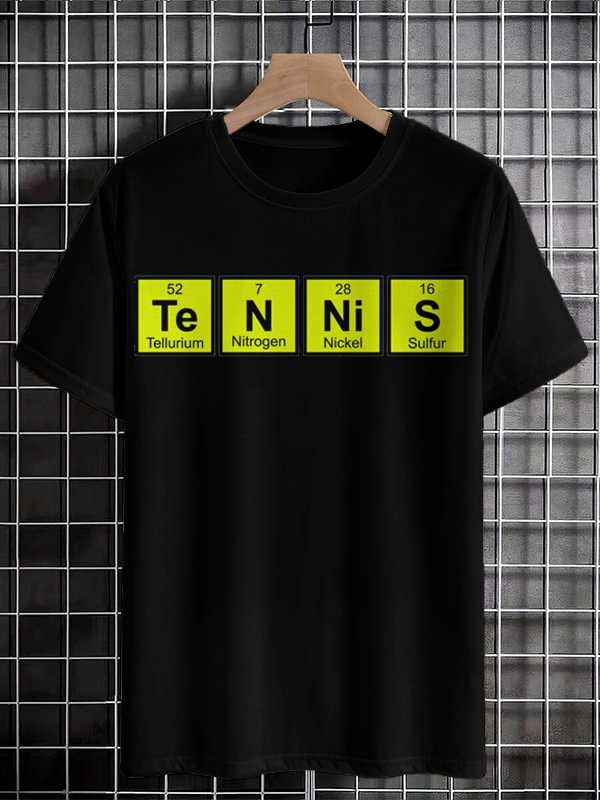 Men's Fun Chemistry And Tennis Graphic Print Cotton Casual T-Shirt