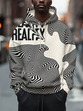 Men's Reality Twisted Line Art Print Casual Hoodie