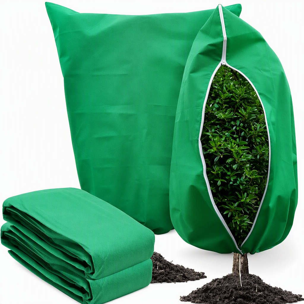 Non Woven Plant Frost Protection Cover Bag Winter Cold Protection with Drawstring and Zipper for Shrubs and Trees