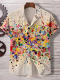 Men's Casual Paint Splatter Art Print Lapel Collar Shirt