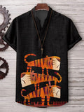 Men's Cute Abstract Tiger Art Print Casual V Neck T-Shirt