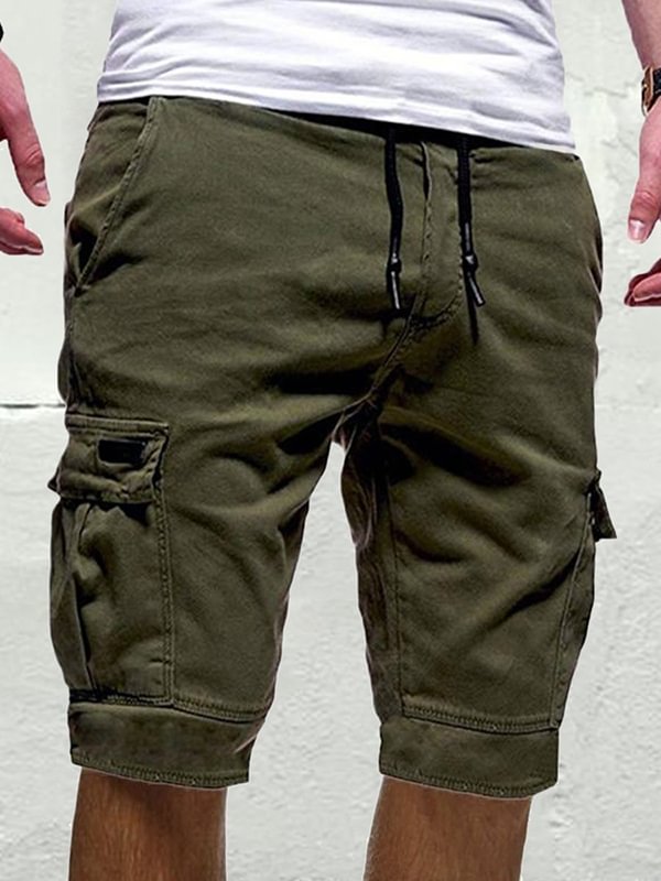 Men's Casual Sports Multi-Pocket Drawstring Cargo Shorts