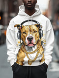 Men's Music French Bulldog Hip Hop Street Art Print Hooded Sweatshirt
