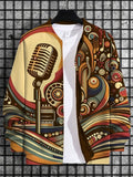 Men's Microphone Music Abstract Art Print Casual Zip Up Jacket