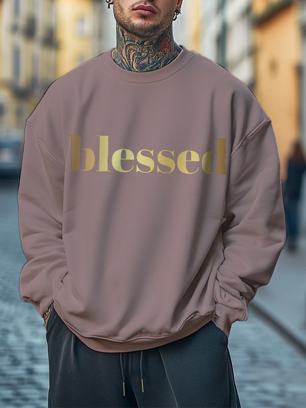 Men's Blessed Print Cotton Casual Sweatshirt