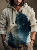 Men's Cat Forest Landscape Silhouette Art Print Hooded Shirt