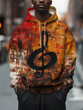 Men's Music Notes Oil Painting Print Hooded Sweatshirt