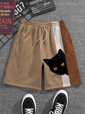 Men's Fun Hide And Seek Black Cat Print Shorts