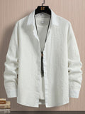 Men's Business Casual Turndown Collar Solid Color Shirt