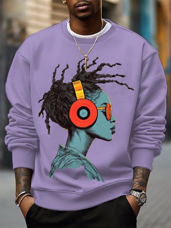 Men's Reggae Music Cool Girl Graphic Print Cotton Casual Sweatshirt