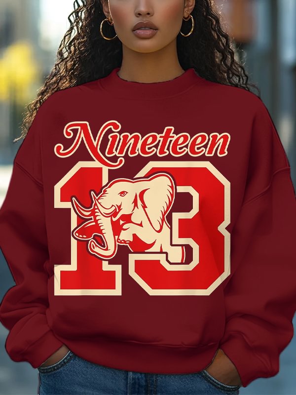 Women's Red Elephant Sisterhood 1913 Print Cotton Long Sleeve T-Shirt Thin Sweatshirt