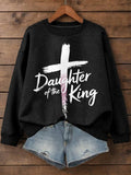 Women's Daughter of the King Print Cotton Long Sleeve T-Shirt Thin Sweatshirt