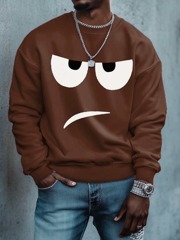 Men's Funny Cartoon Emoticons Print Cotton Casual Sweatshirt
